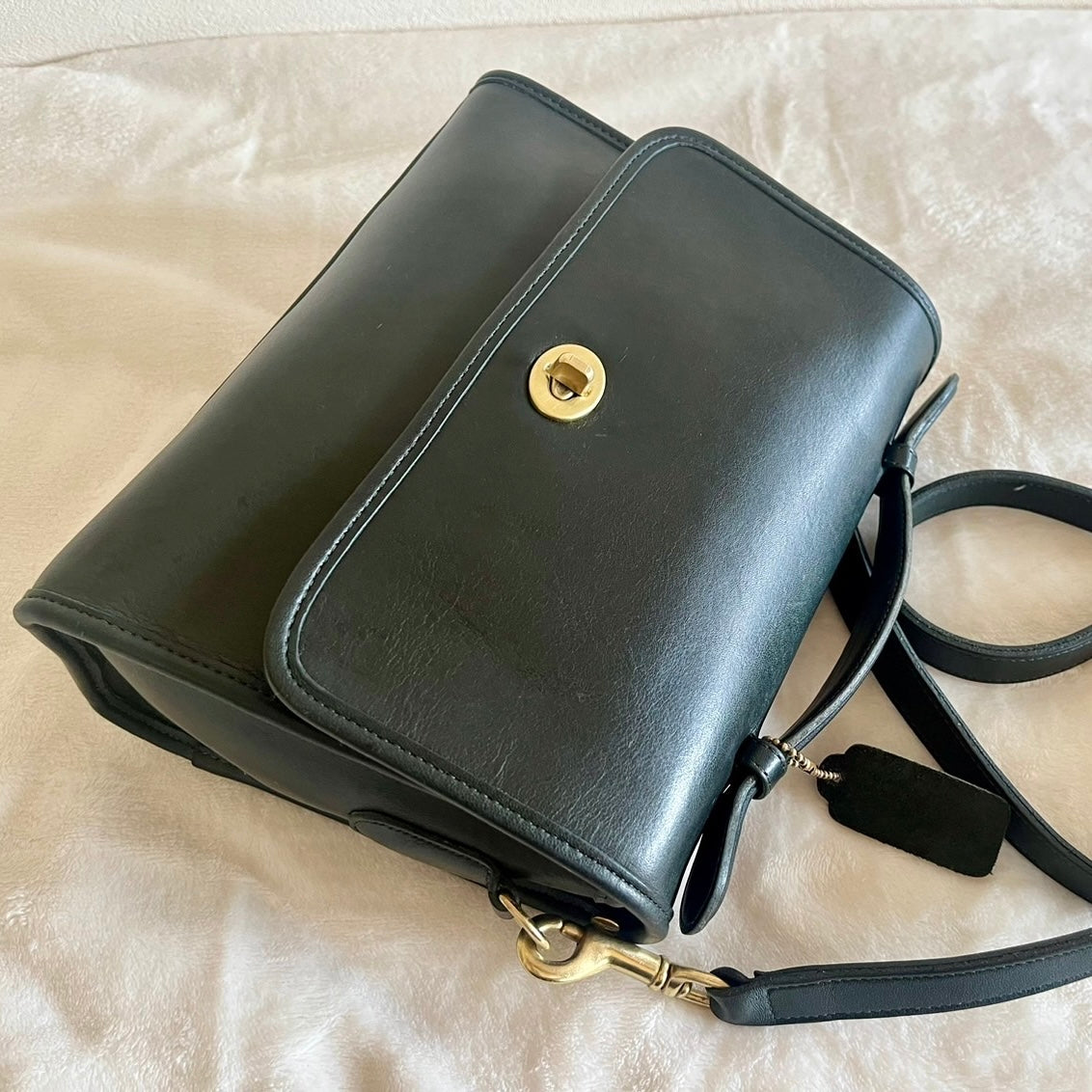VTG Coach 9870 Bottle Green Leather Court Bag Satchel Crossbody US No Fees
