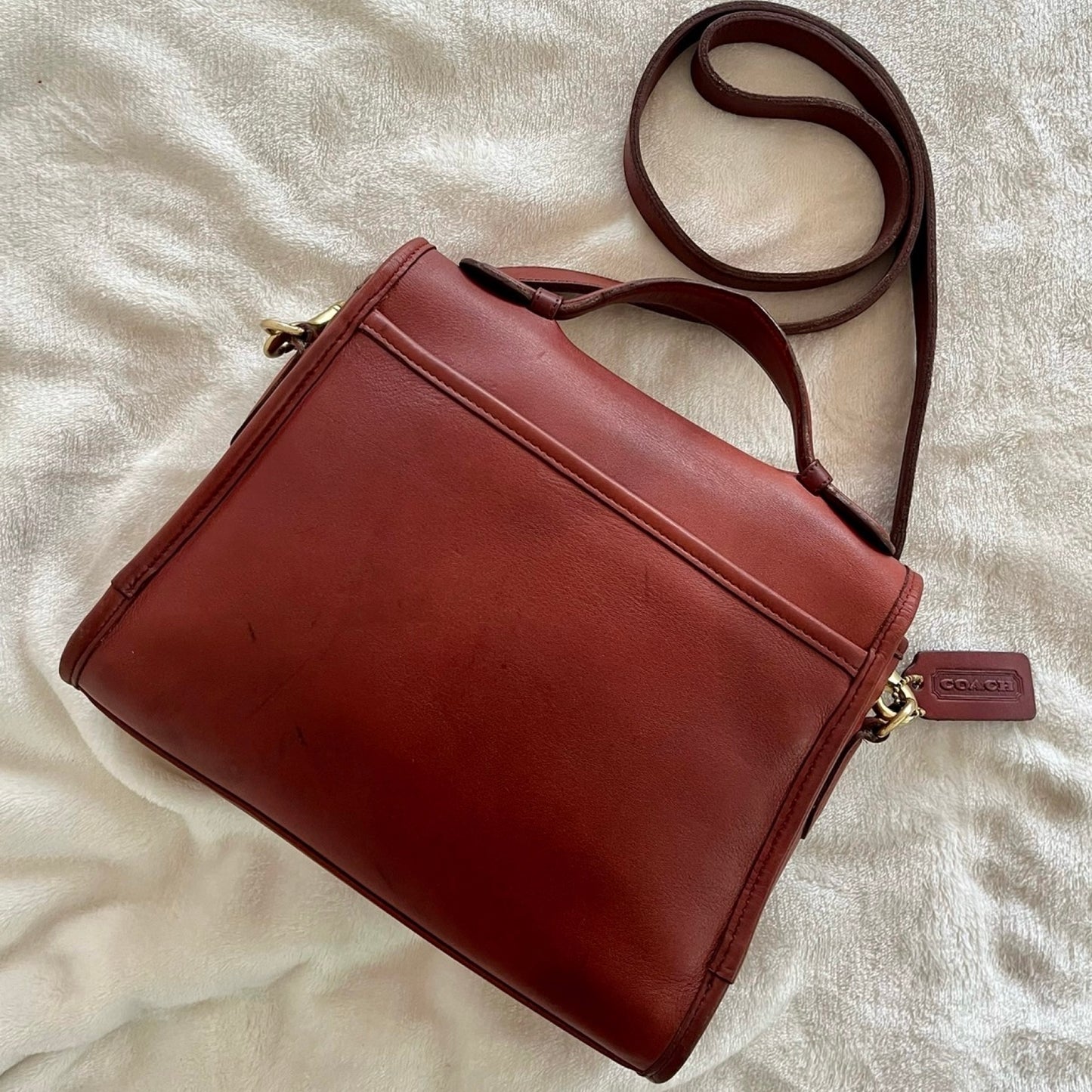 RARE Vintage Coach Court Bag 9870 Burgundy Leather Made In USA No Fees US Only