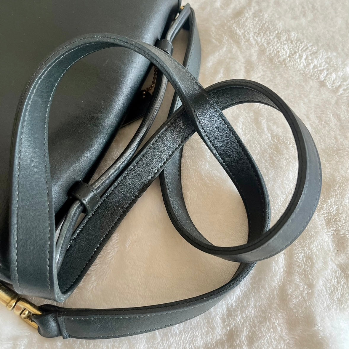 VTG Coach 9870 Bottle Green Leather Court Bag Satchel Crossbody US No Fees