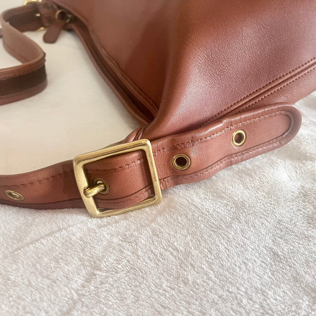 VTG Coach 9085 XL Duffle Sac British Tan Leather Shoulder Bag US No Fees