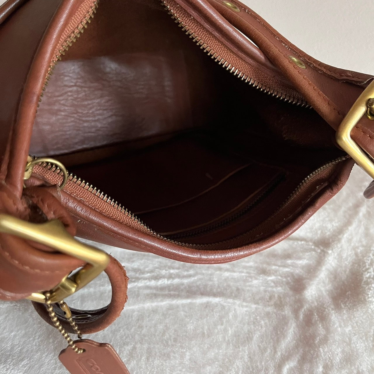 VTG Coach 9966 British Tan Leather Legacy Zip Crossbody Bag – No Fees US Only