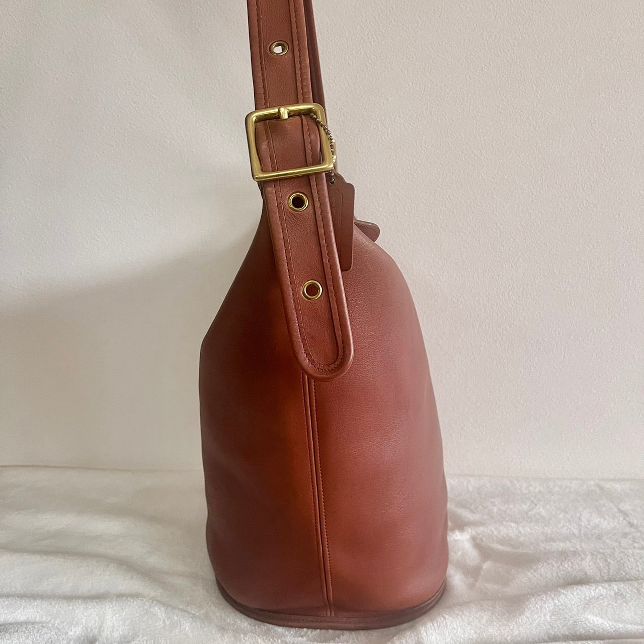 VTG Coach 9085 XL Duffle Sac British Tan Leather Shoulder Bag US No Fees