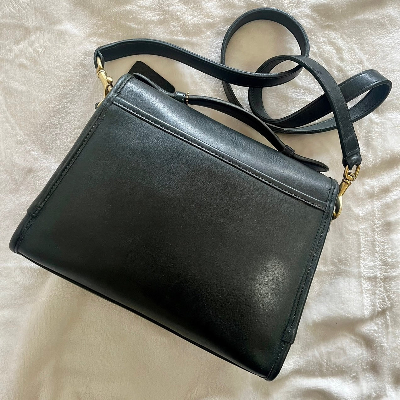 VTG Coach 9870 Bottle Green Leather Court Bag Satchel Crossbody US No Fees