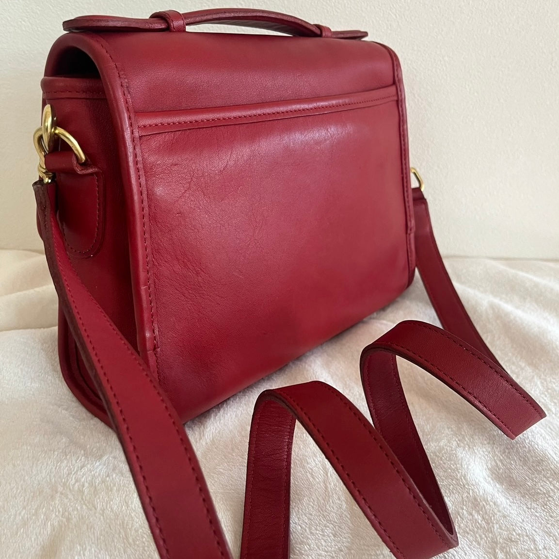 RARE Vintage Coach Court Bag 9870 RED Leather Made In USA No Fees US Only