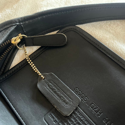 Vintage Coach 9033 Ergo Black Leather Shoulder Handbag Made in USA VGUC