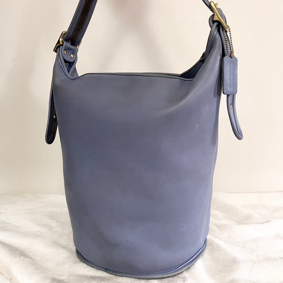 Vintage Coach 9085 Periwinkle Leather Duffle Sac Shoulder Bag - No Fees, US Only