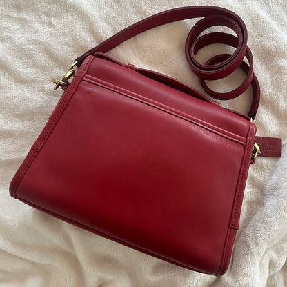 RARE Vintage Coach  Court Bag 9870 RED Leather Made In USA No Fees US Only