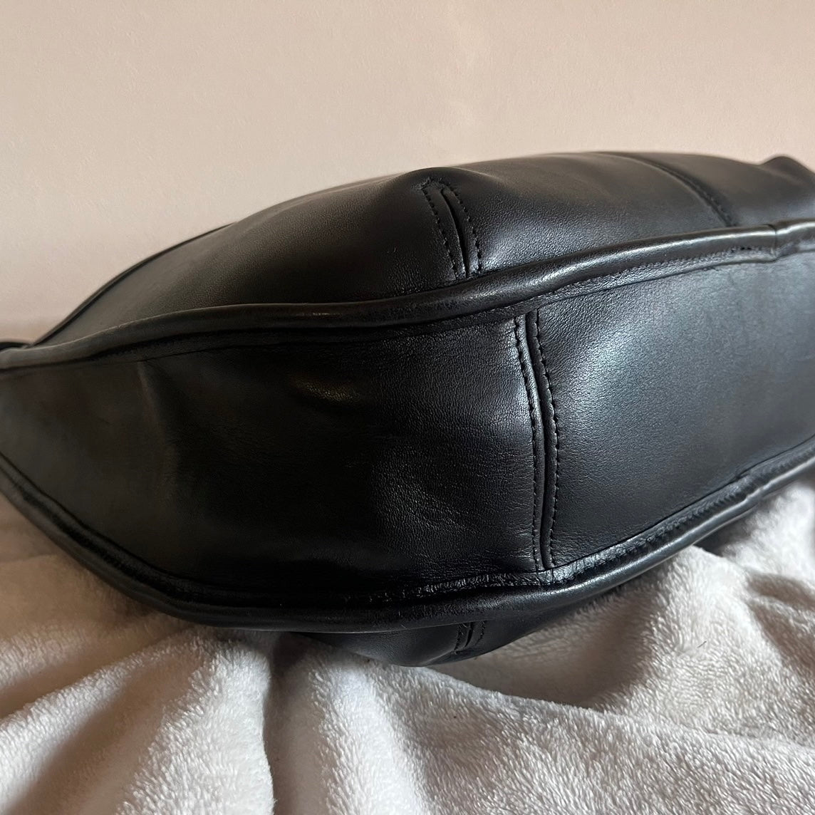 Vintage Coach 9033 Ergo Black Leather Shoulder Handbag Made in USA VGUC