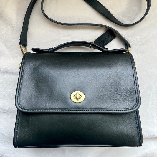 VTG Coach 9870 Bottle Green Leather Court Bag Satchel Crossbody US No Fees