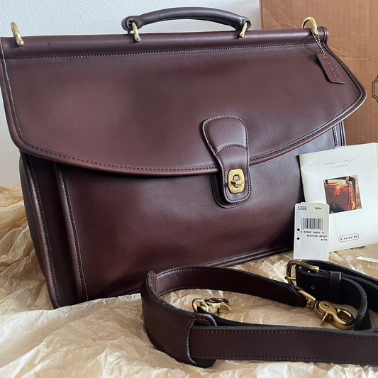 VTG Coach 5266 Pristine Beekman Mahogany Leather Briefcase–No Extra Fees US Only