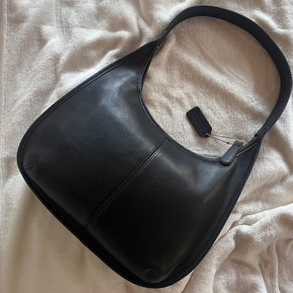 Vintage Coach 9033 Ergo Black Leather Shoulder Handbag Made in USA VGUC