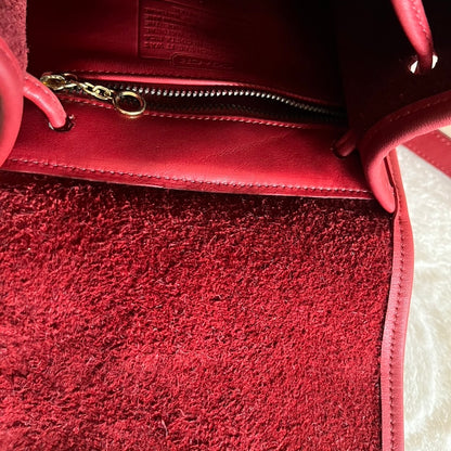 VTG Coach 9960 Red Leather Turnlock Drawstring Backpack – No Extra Fees US Only