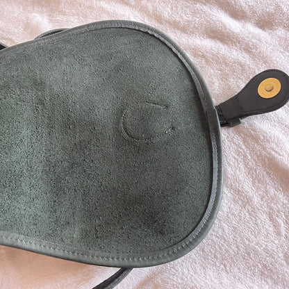 VTG Coach 9851 Bottle Green Leather Saddle Bag Crossbody-No Extra Fees US Only