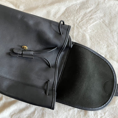 VTG Coach 9943 Black Leather Daypack Backpack Travel Bag – No Extra Fees US Only
