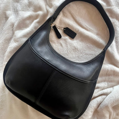 Vintage Coach 9033 Ergo Black Leather Shoulder Handbag Made in USA VGUC