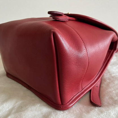 VTG Coach 9960 Red Leather Turnlock Drawstring Backpack – No Extra Fees US Only
