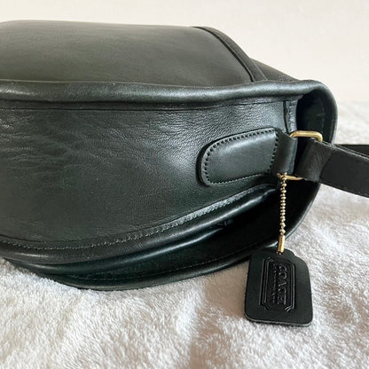 VTG Coach 9851 Bottle Green Leather Saddle Bag Crossbody-No Extra Fees US Only
