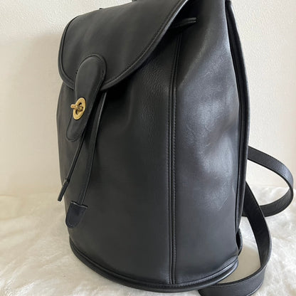 VTG Coach 9943 Black Leather Daypack Backpack Travel Bag – No Extra Fees US Only