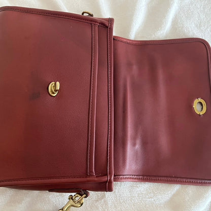 RARE Vintage Coach Court Bag 9870 Burgundy Leather Made In USA No Fees US Only