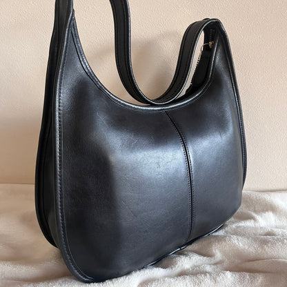 Vintage Coach 9033 Ergo Black Leather Shoulder Handbag Made in USA VGUC