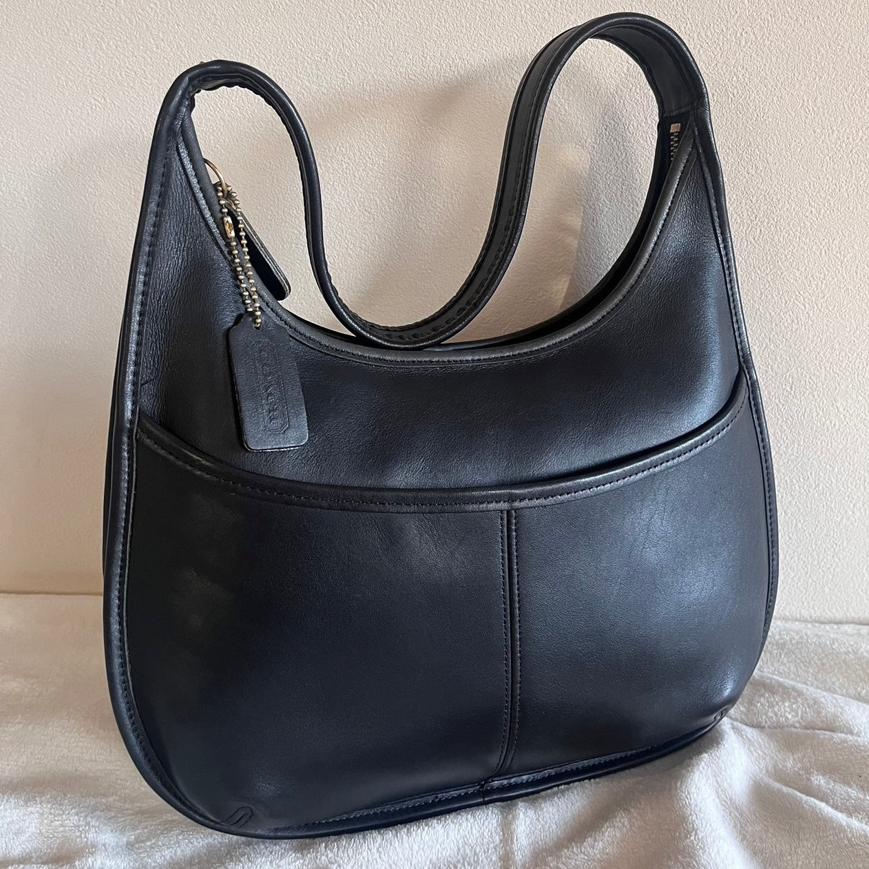 Vintage Coach 9033 Ergo Black Leather Shoulder Handbag Made in USA VGUC