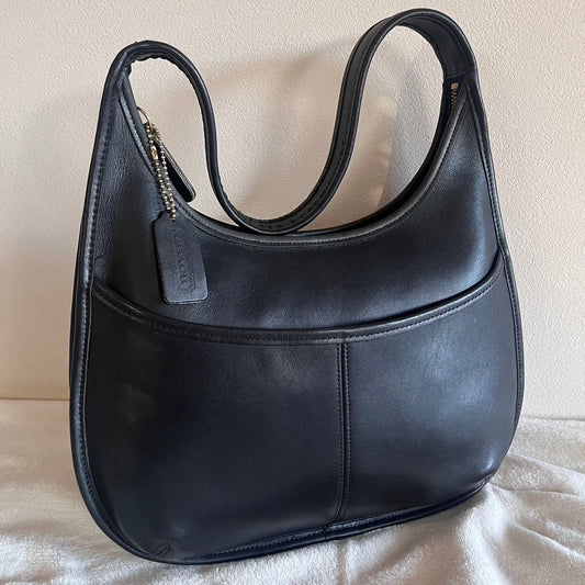 Vintage Coach 9033 Ergo Black Leather Shoulder Handbag Made in USA VGUC