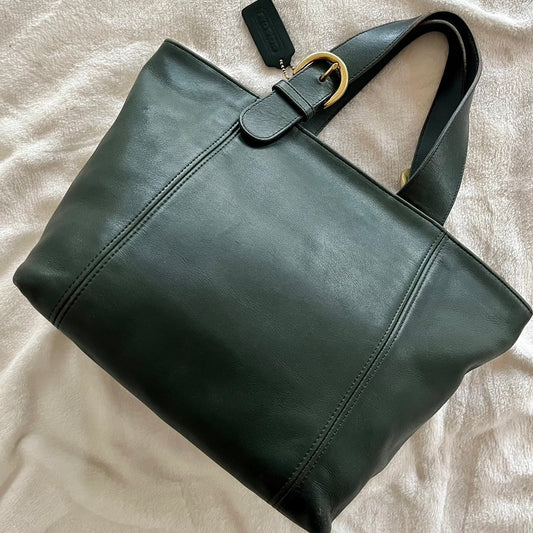 Vintage Coach 4133 Bottle Green Leather Handbag Bag USA – No Extra Fees US Only