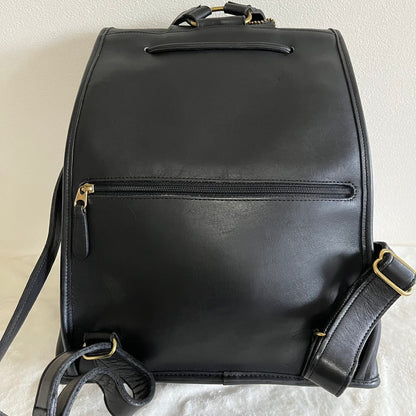 VTG Coach 9943 Black Leather Daypack Backpack Travel Bag – No Extra Fees US Only