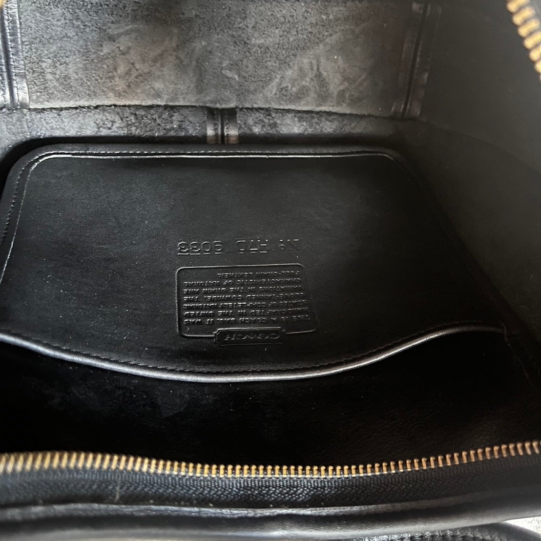 Vintage Coach 9033 Ergo Black Leather Shoulder Handbag Made in USA VGUC