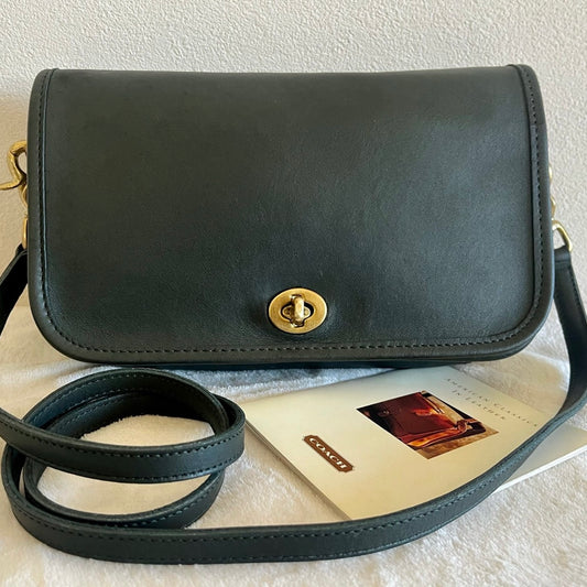 VTG Coach 9755 Green Leather Penny Pocket Purse Crossbody-No Extra Fees US Only