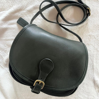 VTG Coach 9851 Bottle Green Leather Saddle Bag Crossbody-No Extra Fees US Only