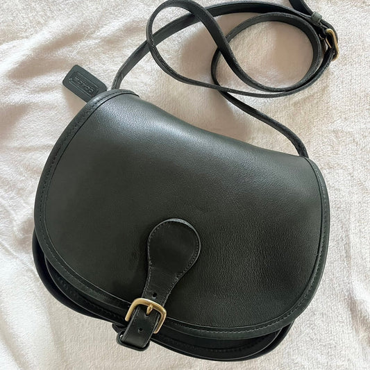 VTG Coach 9851 Bottle Green Leather Saddle Bag Crossbody-No Extra Fees US Only