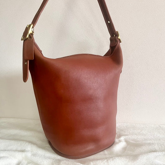 VTG Coach 9085 XL Duffle Sac British Tan Leather Shoulder Bag US No Fees