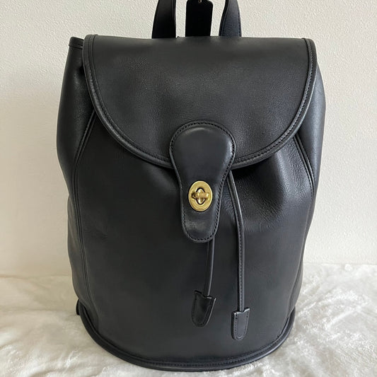 VTG Coach 9943 Black Leather Daypack Backpack Travel Bag – No Extra Fees US Only