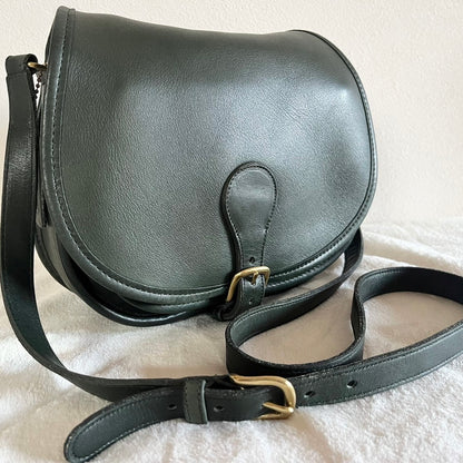 VTG Coach 9851 Bottle Green Leather Saddle Bag Crossbody-No Extra Fees US Only