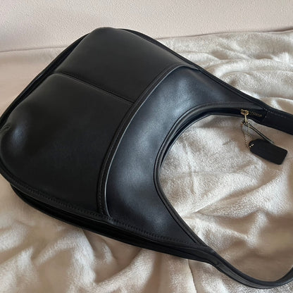 Vintage Coach 9033 Ergo Black Leather Shoulder Handbag Made in USA VGUC